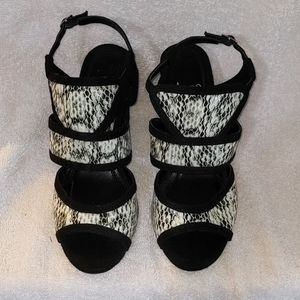 Black and White Snakeskin Sandals